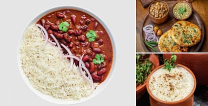 1 x Rajma Rice, 2 x Amritsari Aloo Pyaaz Kulcha, 1 x Chass/ Lassi (Salted)