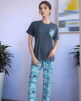 Fablush Women's Pajama Set Nightwear | Fb14011-Blue / S