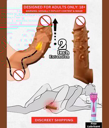 Dotted Penis Sleeve Double Hole 6 Inch Reusable Cock Extension Silicon Condom for Extra Length and Girth