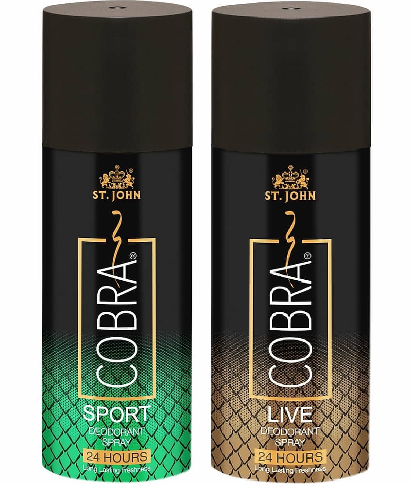 ST.JOHN Cobra Live & Sport 150ml Each Deodorant Spray for Men (300ml) Pack of 2