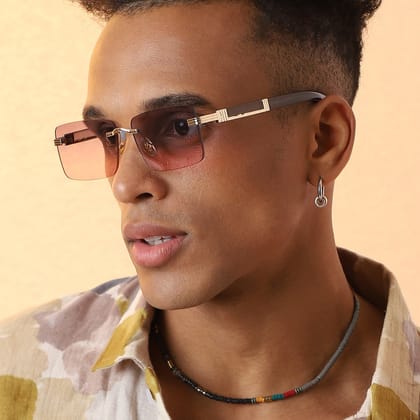 Gradient Rectangular Sunglasses - Grey-Grey / Pink / Rectangular Sunglass