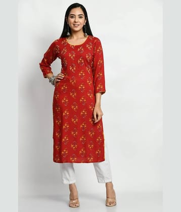 MAURYA Rayon Printed Straight Women's Kurti - Red ( Pack of 1 )