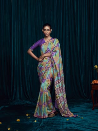 Voilet Soft Brasso Silk with Embroidered Sequence Saree
