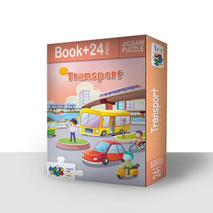 Advit Toys Transport Jigsaw Puzzle - 24 Piece + 16 Pages Educational Book