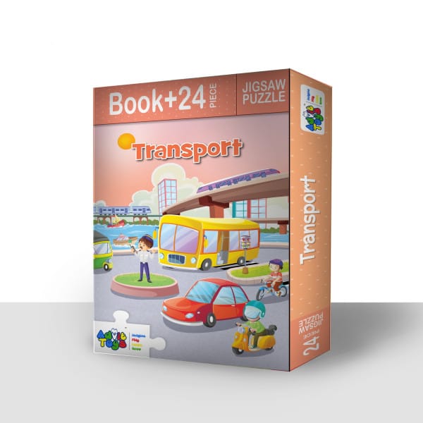 Advit Toys Transport Jigsaw Puzzle - 24 Piece + 16 Pages Educational Book