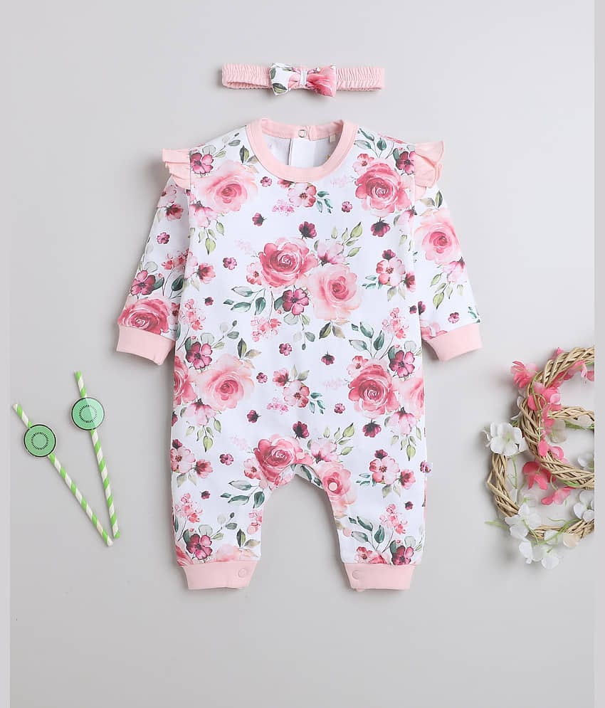 BUMZEE Pink Cotton Rompers For Baby Girl ( Pack of 1 )