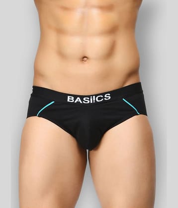 BASIICS By La Intimo Pack of 1 Cotton Blend Briefs For Men's ( Black )