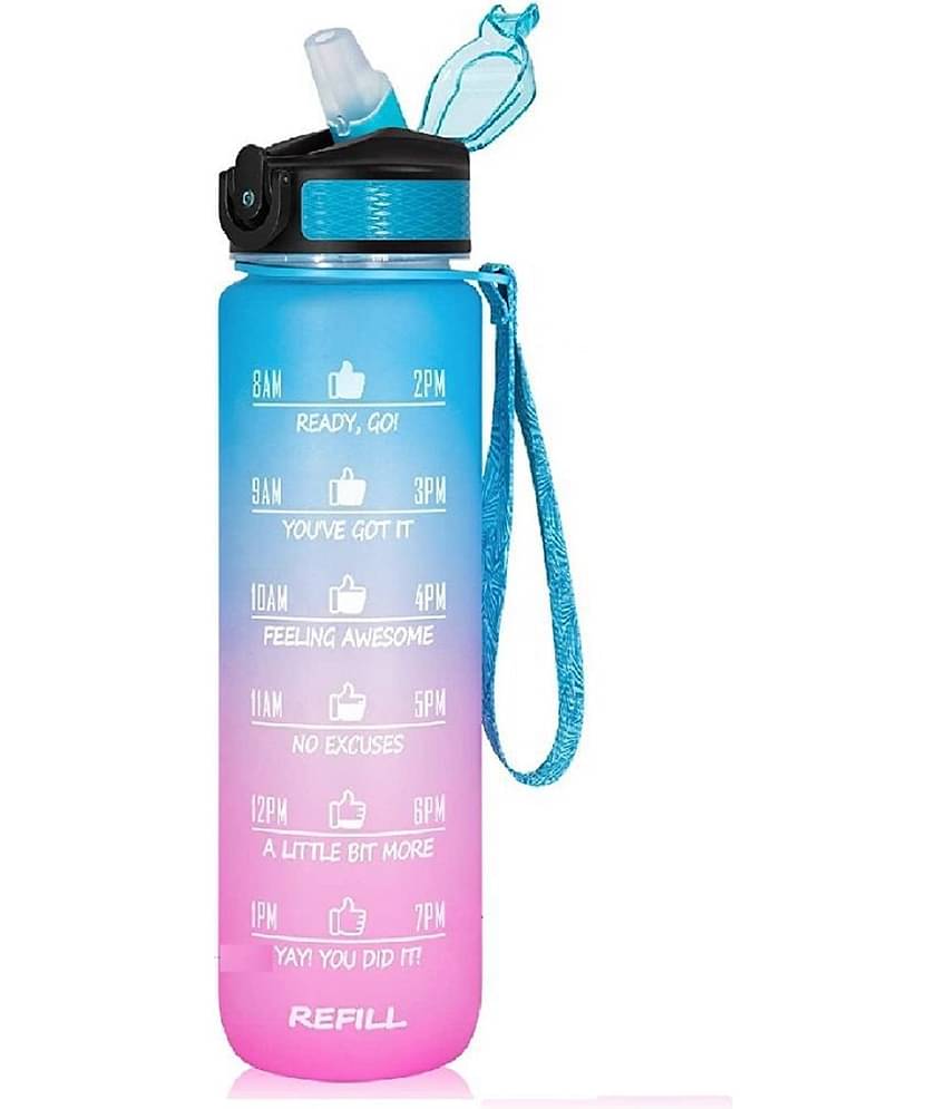 Motivational Fitness Sports Leak proof Water Bottle with Time Marker - Multicolour Water Bottle ( Pack of 1 )