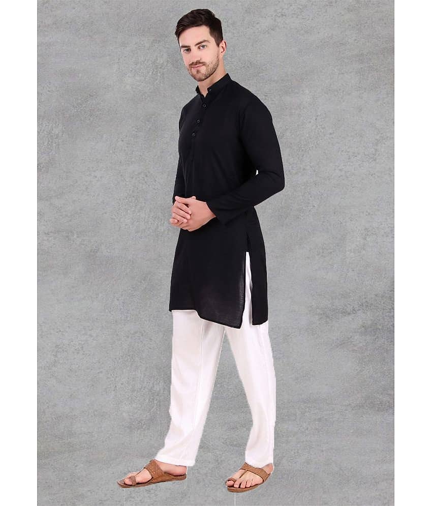 Preen - Black Cotton Blend Regular Fit Men's Kurta Pyjama Set ( Pack of 1 )