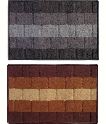 Status - Anti-skid Polyester Door Mat ( 58 X 30 cm ) Set of 2 - Multi