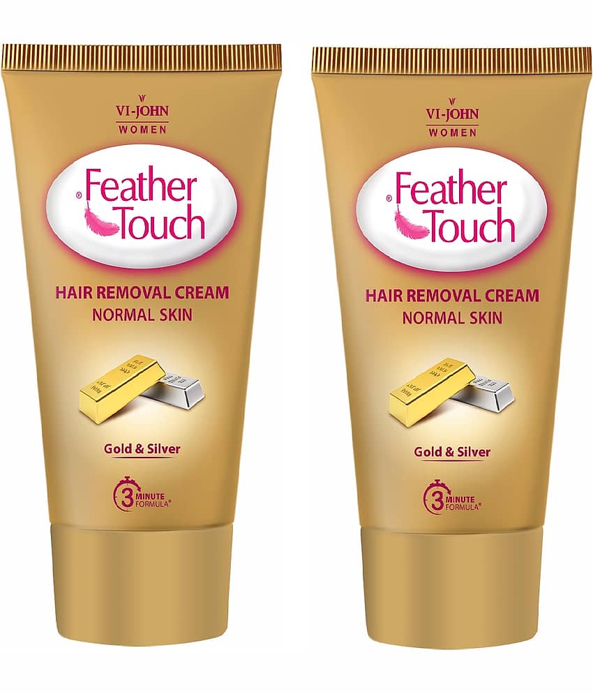 VI-JOHN Feather Touch Gold & Silver Hair Removal Cream for Normal Skin 40g Each (80g) - Pack of 2