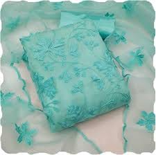 womens organza Dress material with chanderi butti codding work with bandhani border work dupatta