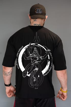 Lord Shiva Tandava Stotra Oversized T-shirt (Black)-S