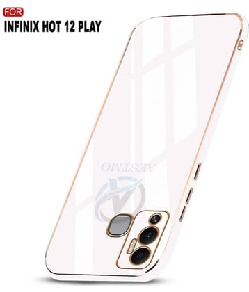 AETMO - White Silicon Plain Cases Compatible For Infinix Hot 12 Play ( Pack of 1 )