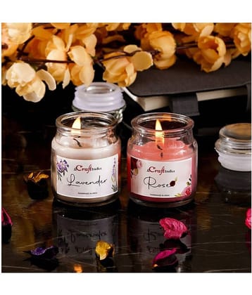 eCraftIndia Set of 2 Lavender & Rose Scented Jar Candles