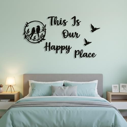 Wall Art Sticker with Birds & Quote | Romantic Birds Couple Wall Decor for Bedroom, Living Room