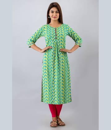 FabbibaPrints - Green Rayon Women's Straight Kurti ( Pack of 1 )