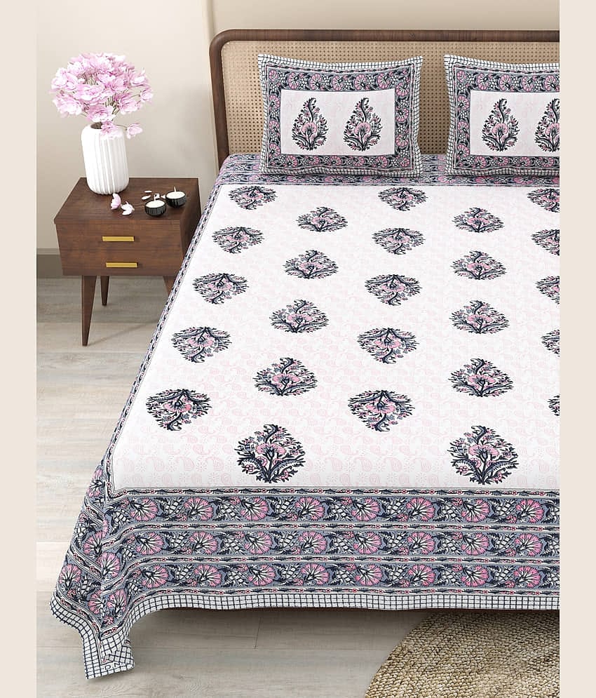 CLOTHORO Cotton 1 Double King Bedsheet with 2 Pillow Covers ( Multicolor )