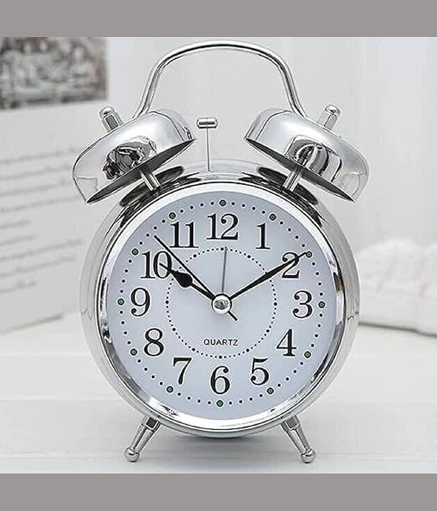 RAMDEV ENTERPRISE Analog SILVER TWIN BELL Alarm Clock - Pack of 1