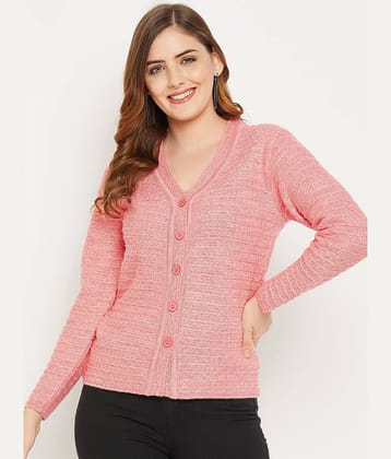 zigo Woollen V Neck Women's Buttoned Cardigans - Peach (Pack of 1)