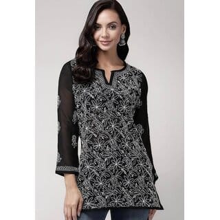Women Pure Lucknawi Chicken Short Kurti