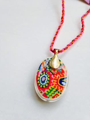 Color-ange Oval Glass Pendant