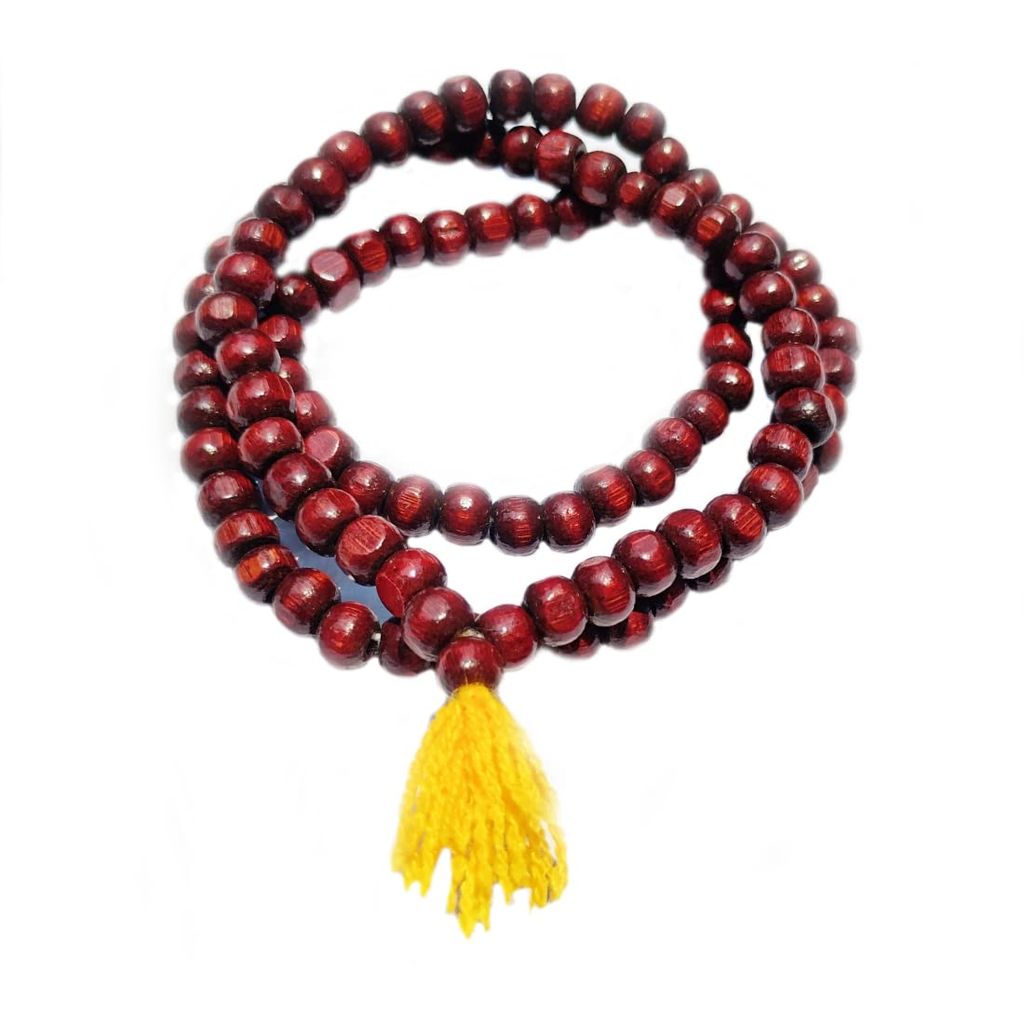 MAYAPURI Red Sandalwood Rosary, Chandan Jaap Mala with Tassel | Wooden Japa Maala for Meditation - Pooja Needs | Buy online on ZillyBuy