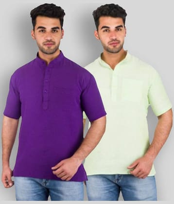 DESHBANDHU DBK - Multicolor Cotton Men's Shirt Style Kurta ( Pack of 2 )