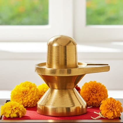 Brass Temple Shivling - Mandir Style Shiva Lingam, 1, Height : 1.2 Inch (BSMAS997 B)