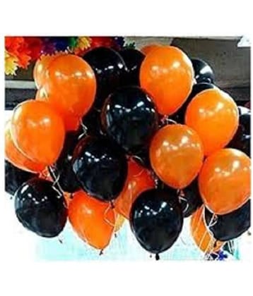 Kiran Enterprises Pack of 50 Party Decoration Balloons (Orange, Black)