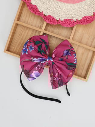 Floral Bow Hairband- Pink-one Size / Pink