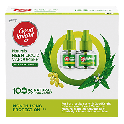Good knight Naturals Neem Liquid Vaporiser Mosquito Repellent - With Eucalyptus Oil, 45 ml (Pack of 2)