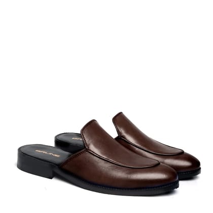 Dark Brown Leather Mules (Summer Special) by Brune & Bareskin-40/6