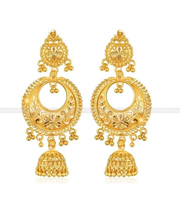 Vighnaharta - Golden Jhumki Earrings ( Pack of 1 )