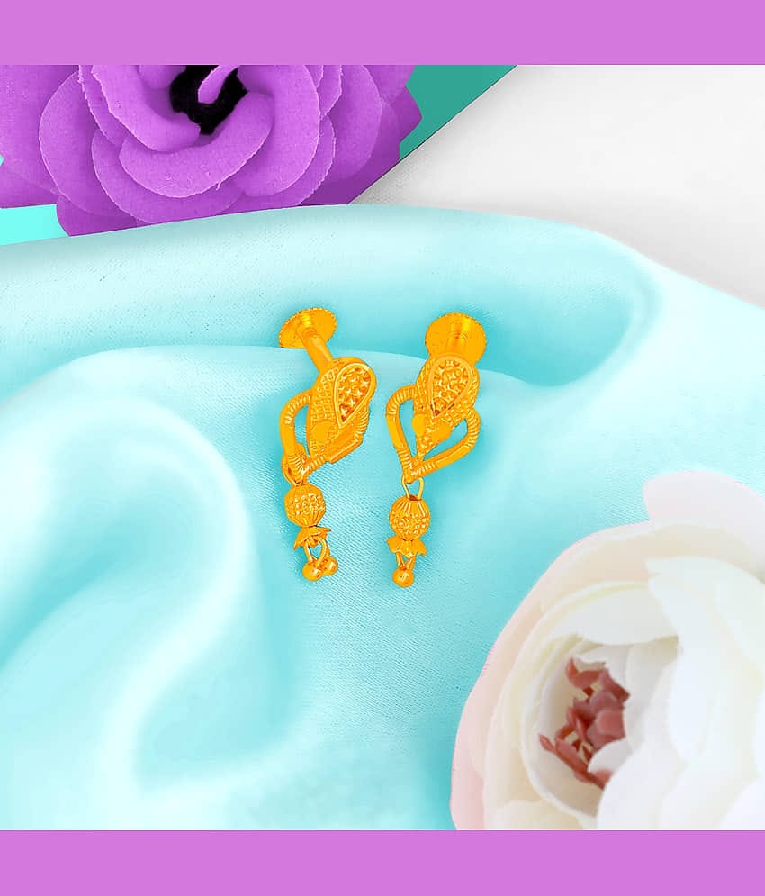 LUV FASHION Golden Jhumki Earrings ( Pack of 1 )