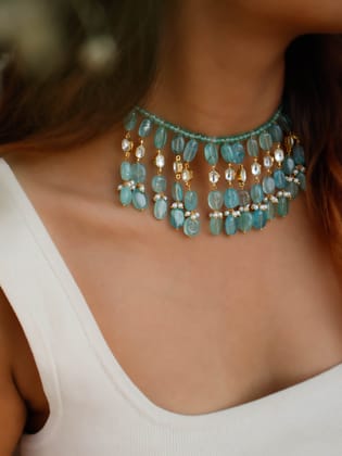 Jolene Mint Green Kundan Necklace-Mint-Green