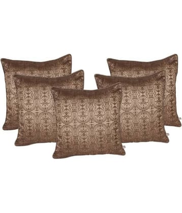 Zubix Golden Polyester Cushion Covers Set Of 5