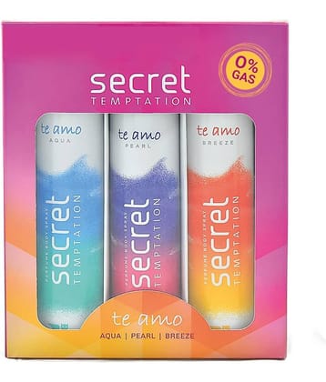 secret temptation Te Amo Aqua. Breeze & Pearl (Pack of 3-120 ml each) Perfume Body Spray - For Women (360 ml, Pack of 3)
