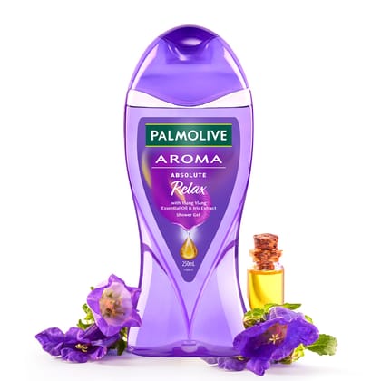 Palmolive Aroma Absolute Relax Body Wash, 250ml Shower Gel Single Bottle, 100% Natural Ylang Ylang Essential Oil & Iris Extracts for a Smooth Skin, pH Balanced Bodywash, Free of Parabens & Silicones Palmolive Aroma Absolute Relax Body Wash, 250ml Shower 