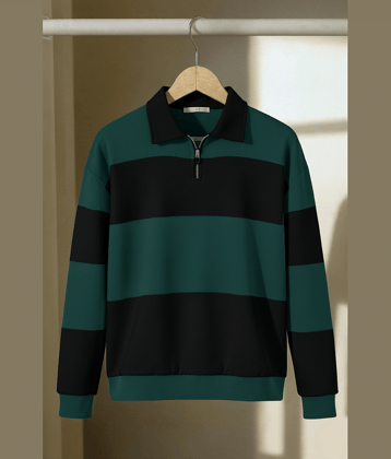 Try This Cotton Blend Polo Collar Men's Sweatshirt - Green ( Pack of 1 )