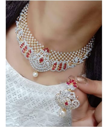 Navya Collections Alloy Maroon Contemporary/Fashion Necklaces Set Choker