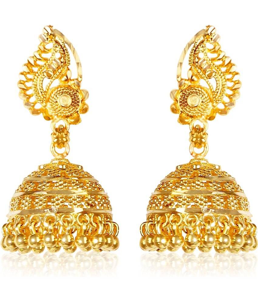 HEER COLLECTION - Gold Jhumki Earrings ( Pack of 1 )