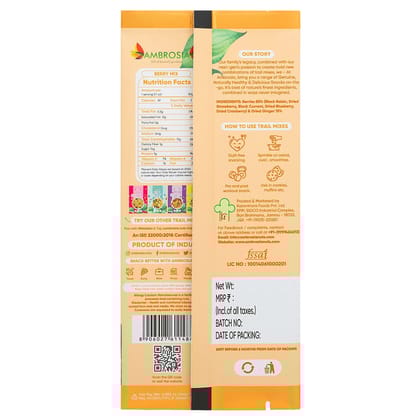 Ambrosia Trail Mix Mini Packs 40g - Sampler Pack  | Pack of 8 | each item 40g