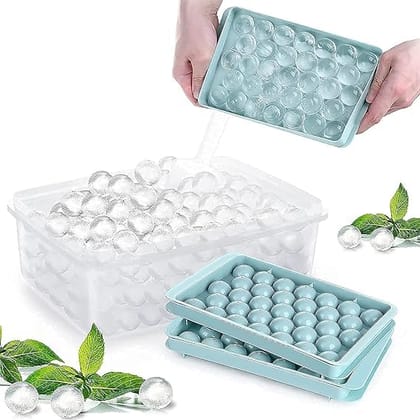 MJ Round Ice Cube Tray – 33 Cavity Reusable Plastic Ice Mold for Whiskey Cocktails and Cold Drinks