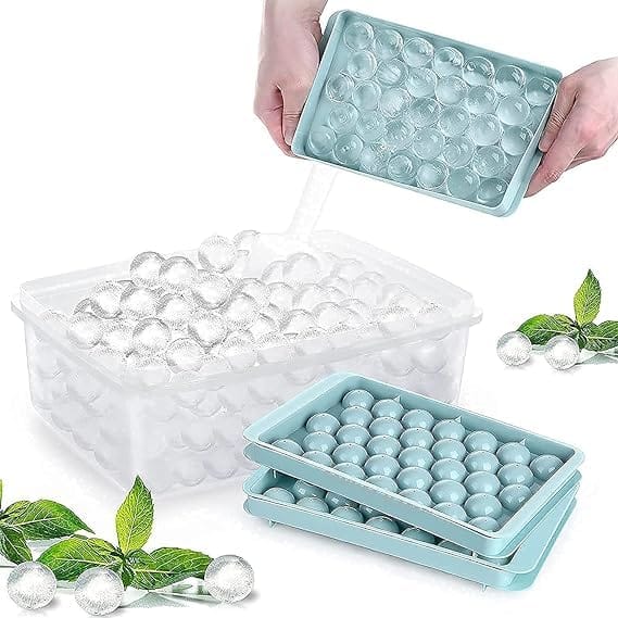 MJ Round Ice Cube Tray – 33 Cavity Reusable Plastic Ice Mold for Whiskey Cocktails and Cold Drinks