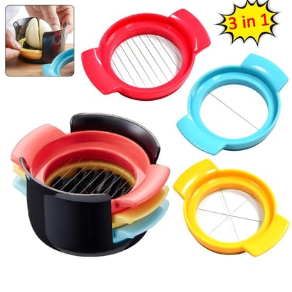 DHRUVINSRI 3-in-1 Stainless Steel Cutter – Multifunctional Kitchen Tool for Efficient Slicing, and Dicing – Stylish Multicolor Design, Pack of 1
