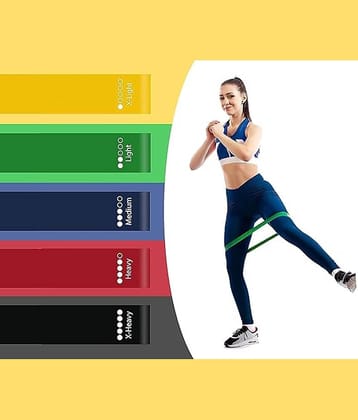 Standard Loop Bands - Resistance Band Kit Set, 5 Levels of Resistance - Exercise Bands for Strength Training, Flexibility, & Body Workout - Light, Medium, Heavy, Pack of 1