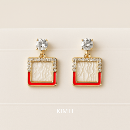 Gold Plated Contemporary Drop Earring