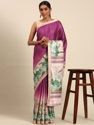 Purple Cotton Saree