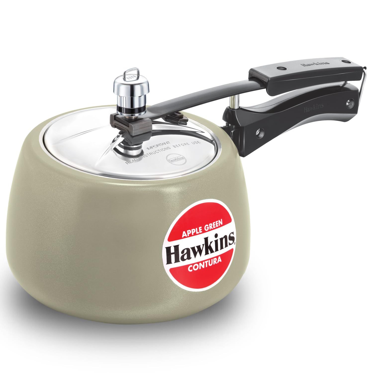 Hawkins 3 Litre Contura Pressure Cooker, Ceramic Coated Handi Inner Lid Cooker, Tomato Red (CTR30)-3 Litres / Apple Green